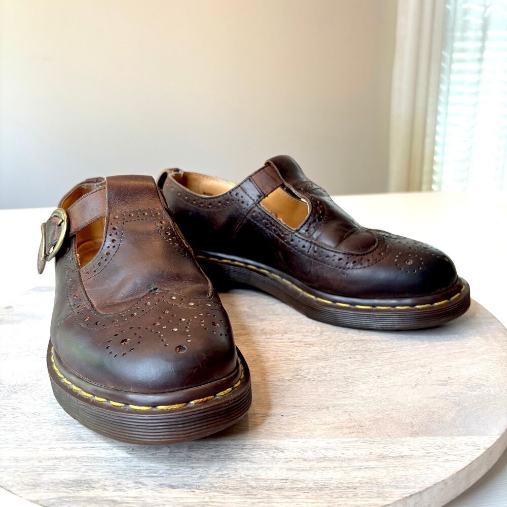Dr. Martens 8142 AW004 Brown Leather Mary Jane Shoes Made in England UK 7 US 9